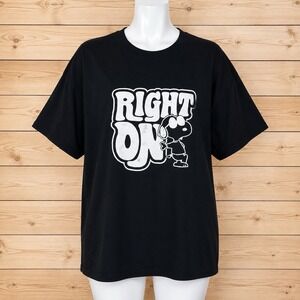 Peanuts Snoopy Right On Graphic T-Shirt,  XL Black 100% Cotton 2021 [A2]